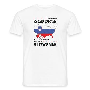 Né: Slovène, Slovénie, Américain, États-Unis - T-shirt homme - blanc - Devant - AI Model Male 178 dark (178cm)