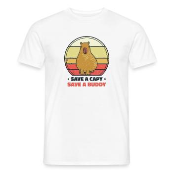 Journée mondiale des animaux Capybara Rétro sur le bien-être animal - T-shirt homme - blanc - Devant - AI Model Male 178 dark (178cm)