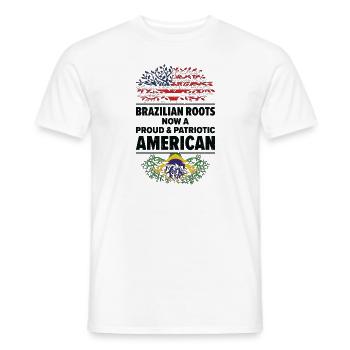 Né: Brésil, Brésil, Américain, États-Unis - T-shirt homme - blanc - Devant - AI Model Male 178 dark (178cm)