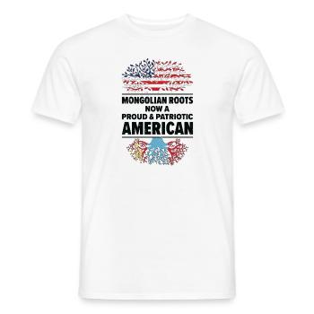 Né en Mongolie, Mongolie, Américain, États-Unis - T-shirt homme - blanc - Devant - AI Model Male 178 dark (178cm)