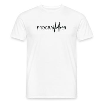 Programmer Heartbeat Programming Computer Coder - Men's T-Shirt - white - Front - AI Model Male 178 dark (178cm)