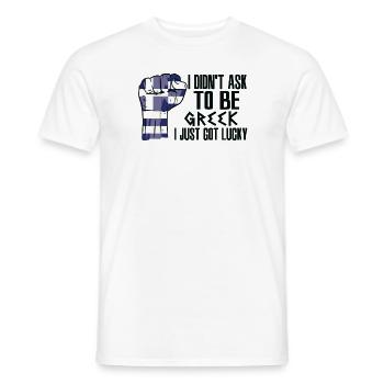 Fierté grecque Drapeau grec cultivé - T-shirt homme - blanc - Devant - AI Model Male 178 dark (178cm)