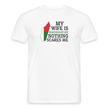 Nothing Scares Me My Wife Is Madagascan Husband - Men's T-Shirt - white - Front - AI Model Male 178 dark (178cm)