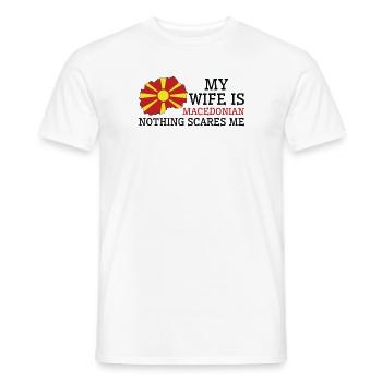 Rien ne me fait peur Ma femme est macédonienne - T-shirt homme - blanc - Devant - AI Model Male 178 dark (178cm)