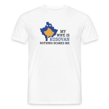 Nada me asusta Mi esposa es kosovar - Camiseta hombre - blanco - delante - AI Model Male 178 dark (178cm)
