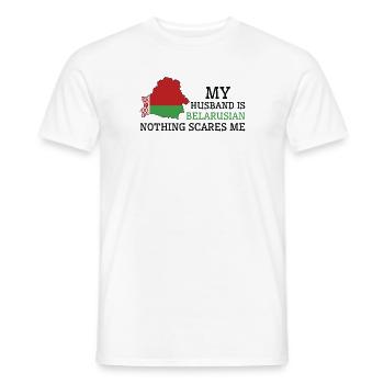 Nothing Scares Me My Wife Is Belarusian Husband - Men's T-Shirt - white - Front - AI Model Male 178 dark (178cm)