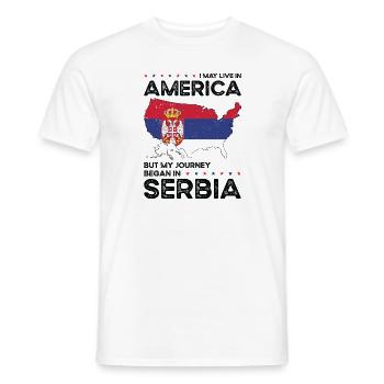 Serbian American Patriot USA Grown Serbia US Flag - Men's T-Shirt - white - Front - AI Model Male 178 dark (178cm)