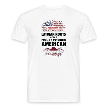 Latvian American Patriot USA Grown Latvia US Flag - Men's T-Shirt - white - Front - AI Model Male 178 dark (178cm)