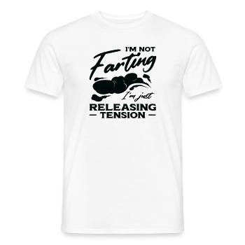 Fart Farting Crop Duster Dad Humor - Men's T-Shirt - white - Front - AI Model Male 178 dark (178cm)