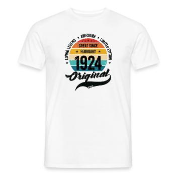 Retro 100 Years February 1924 Birthday Vintage - Men's T-Shirt - white - Front - AI Model Male 178 dark (178cm)