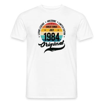 Rétro 40 ans juillet 1984 anniversaire Vintage Bday - T-shirt homme - blanc - Devant - AI Model Male 178 dark (178cm)