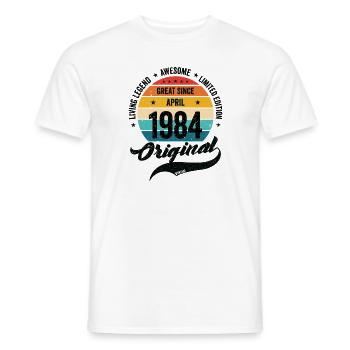 Rétro 40 ans avril 1984 anniversaire Vintage Bday - T-shirt homme - blanc - Devant - AI Model Male 178 dark (178cm)