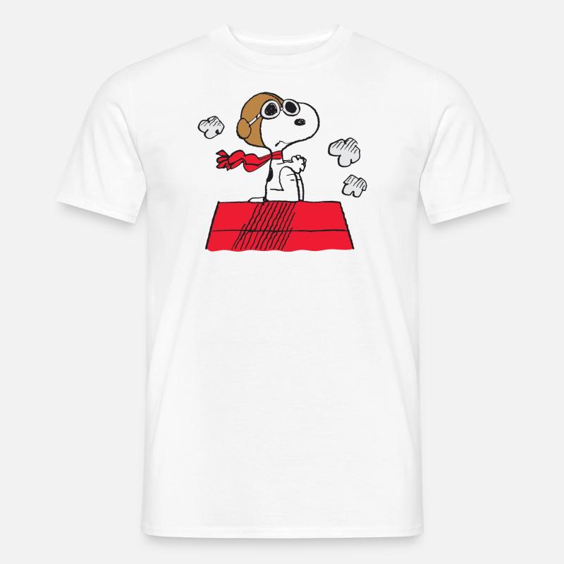 Peanuts Snoopy Pilot Fliegen - Männer T-Shirt - Weiß