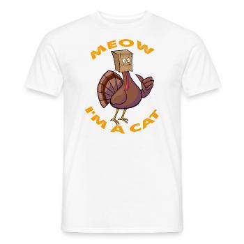 Thanksgiving Drôle de dinde Faux chat Rétro Femmes Hommes - T-shirt homme - blanc - Devant - AI Model Male 178 dark (178cm)
