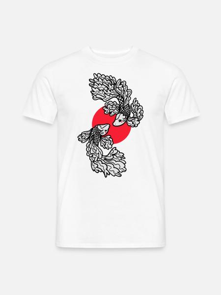 Koi Karper Japanse Kunst Vis Yin Yang - Heren T-shirt - wit