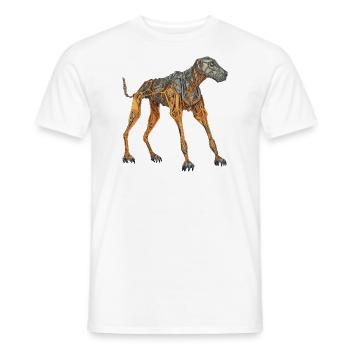 Doberman Cyborg Dog in Orange - Men's T-Shirt - white - Front - AI Model Male 178 dark (178cm)