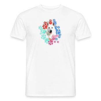White Shepherd, German Shepherd, Paws, Print - Men's T-Shirt - white - Front - AI Model Male 178 dark (178cm)
