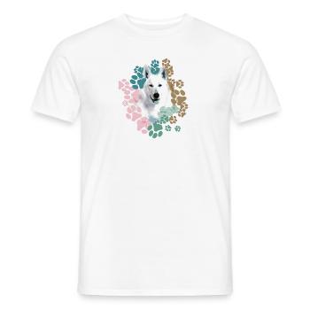 White Shepherd, German Shepherd, Paws, Print - Men's T-Shirt - white - Front - AI Model Male 178 dark (178cm)