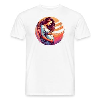 Happy and laughing pregnant beauty - Men's T-Shirt - white - Front - AI Model Male 178 dark (178cm)