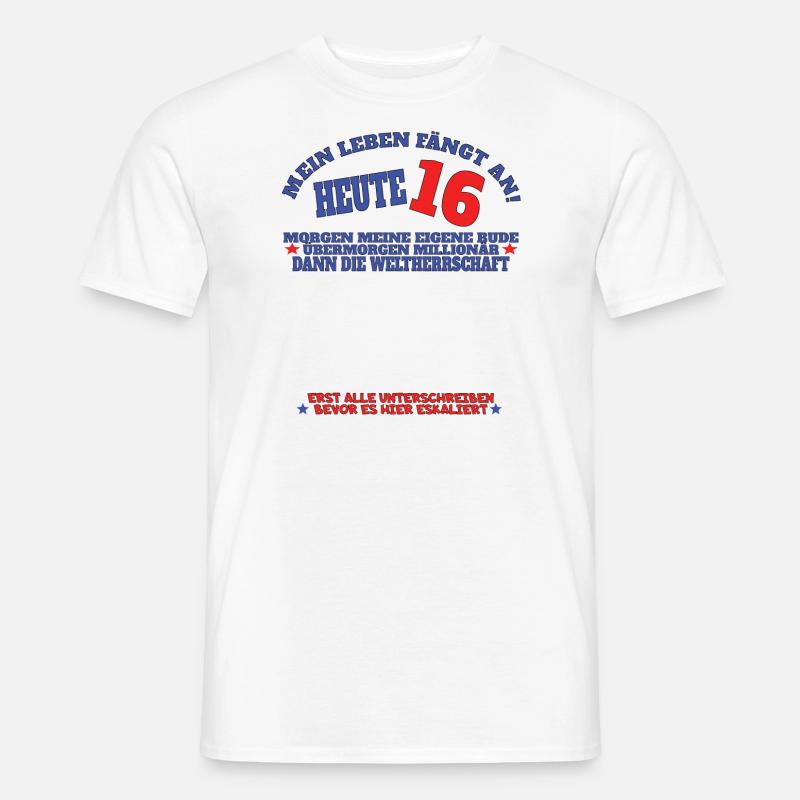 16. Geburtstag Mädchen & Junge Gästebuch - Männer T-Shirt - Weiß