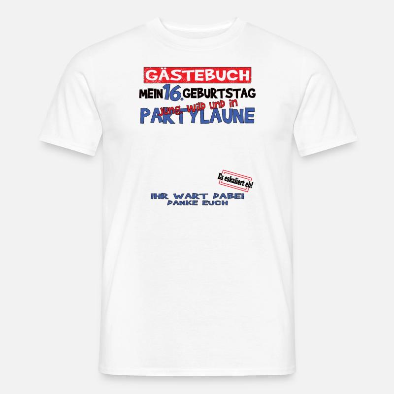 16. Geburtstag Mädchen & Junge Gästebuch - Männer T-Shirt - Weiß