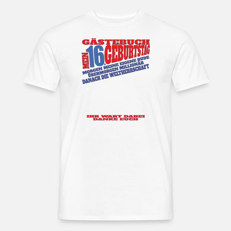 16. Geburtstag Mädchen & Junge Gästebuch - Männer T-Shirt - Weiß