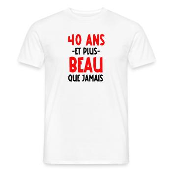 40 ans et plus beau que jamais - T-shirt homme - blanc - Devant - AI Model Male 178 dark (178cm)