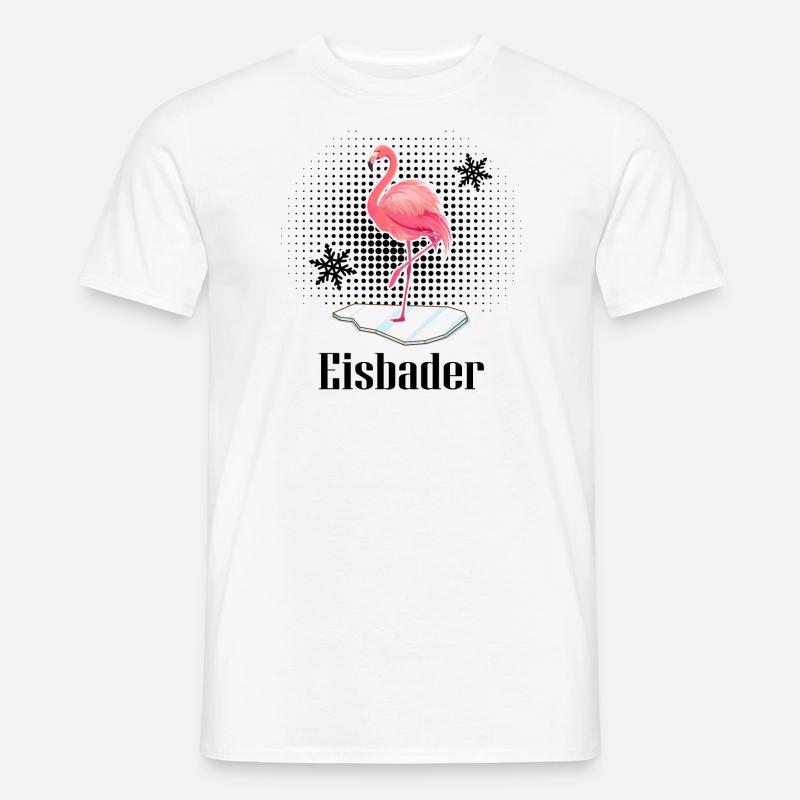 Eisbader-Flamingo Eisbad Winterschwimmer - Männer T-Shirt - Weiß