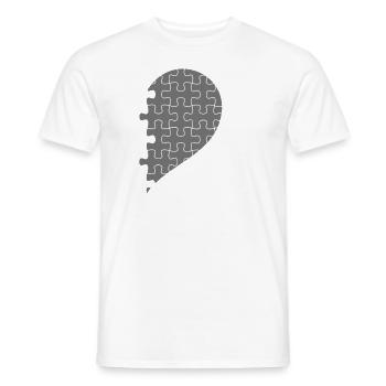 Passende Paare Halbherz Valentinstag Grau 1 - Männer T-Shirt - Weiß - Vorne - AI Model Male 178 dark (178cm)