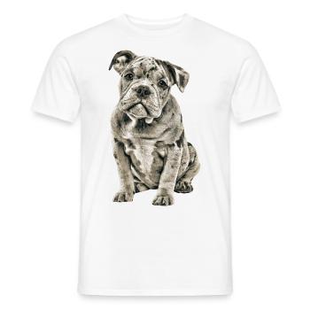 OLD ENGLISH BULLDOG Chien Chiens Bouledogue - T-shirt homme - blanc - Devant - AI Model Male 178 dark (178cm)