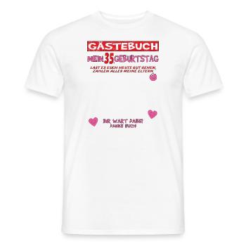 35. Geburtstag Mann und Frau Gästebuch - Männer T-Shirt - Weiß - Vorne - AI Model Male 178 dark (178cm)