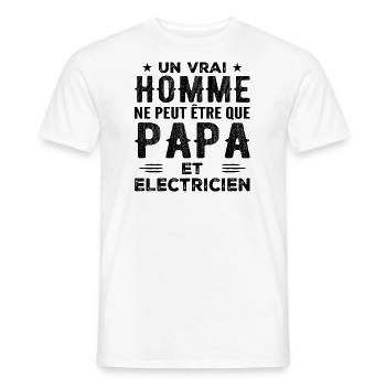 Ein richtiger Mann ist nur ein Vater und ein Elektriker - Männer T-Shirt - Weiß - Vorne - AI Model Male 178 dark (178cm)