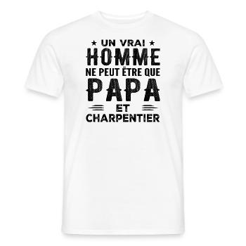 Ein richtiger Mann ist nur Papa und Zimmermann - Männer T-Shirt - Weiß - Vorne - AI Model Male 178 dark (178cm)