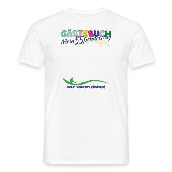 55th Birthday Man and Woman Guestbook - Men's T-Shirt - white - Front - AI Model Male 178 dark (178cm)