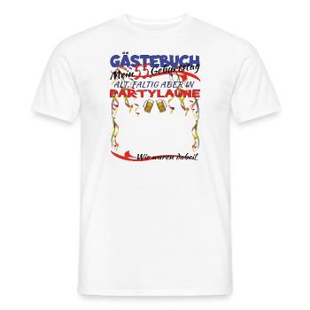 55th Birthday Man and Woman Guestbook - Men's T-Shirt - white - Front - AI Model Male 178 dark (178cm)