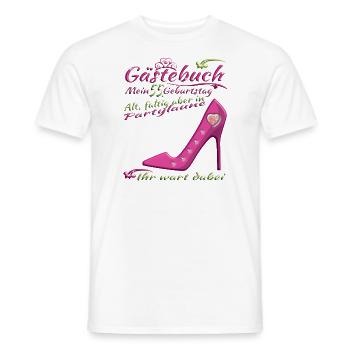 55th Birthday Man and Woman Guestbook - Men's T-Shirt - white - Front - AI Model Male 178 dark (178cm)
