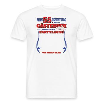 55th Birthday Man and Woman Guestbook - Men's T-Shirt - white - Front - AI Model Male 178 dark (178cm)