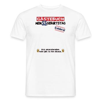 55th Birthday Man and Woman Guestbook - Men's T-Shirt - white - Front - AI Model Male 178 dark (178cm)