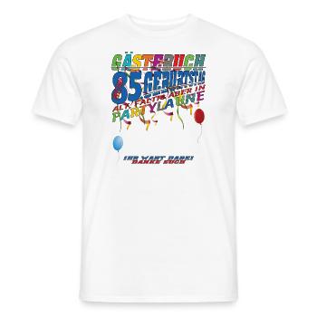 85th Birthday Man and Woman Guestbook - Men's T-Shirt - white - Front - AI Model Male 178 dark (178cm)