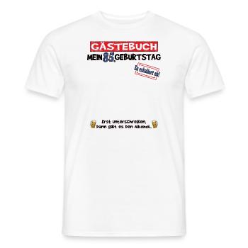 85th Birthday Man and Woman Guestbook - Men's T-Shirt - white - Front - AI Model Male 178 dark (178cm)