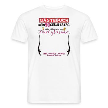 Livre d’or homme et femme 90e anniversaire - T-shirt homme - blanc - Devant - AI Model Male 178 dark (178cm)