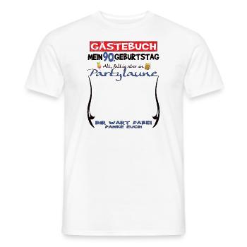 Livre d’or homme et femme 90e anniversaire - T-shirt homme - blanc - Devant - AI Model Male 178 dark (178cm)