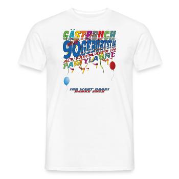 Livre d’or homme et femme 90e anniversaire - T-shirt homme - blanc - Devant - AI Model Male 178 dark (178cm)