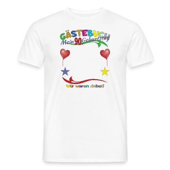 Livre d’or homme et femme 90e anniversaire - T-shirt homme - blanc - Devant - AI Model Male 178 dark (178cm)