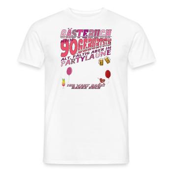 Livre d’or homme et femme 90e anniversaire - T-shirt homme - blanc - Devant - AI Model Male 178 dark (178cm)