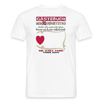 90th Birthday Man and Woman Guestbook - Men's T-Shirt - white - Front - AI Model Male 178 dark (178cm)