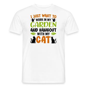 I Just Want Work In My Garden And Hangout My Cats - T-shirt homme - blanc - Devant - AI Model Male 178 dark (178cm)