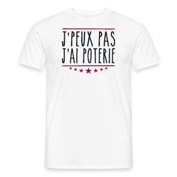 J'peux pas j'ai poterie | Potier - T-shirt homme - blanc - Devant - AI Model Male 178 dark (178cm)