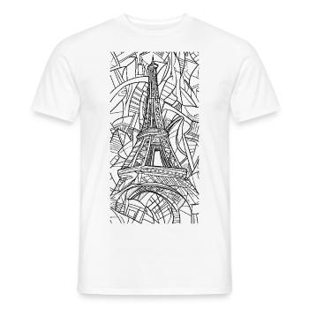 Paris Tour Eiffel France City Skyline Line Art - T-shirt homme - blanc - Devant - AI Model Male 178 dark (178cm)