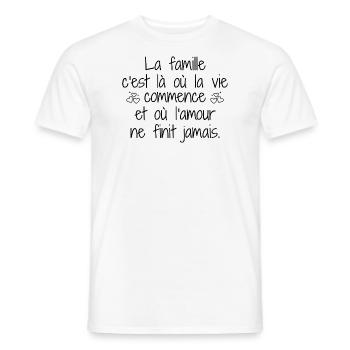 Family is where life begins - Men's T-Shirt - white - Front - AI Model Male 178 dark (178cm)